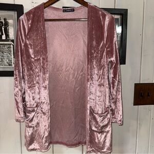 Velvet Open Cardigan in Soft Pink